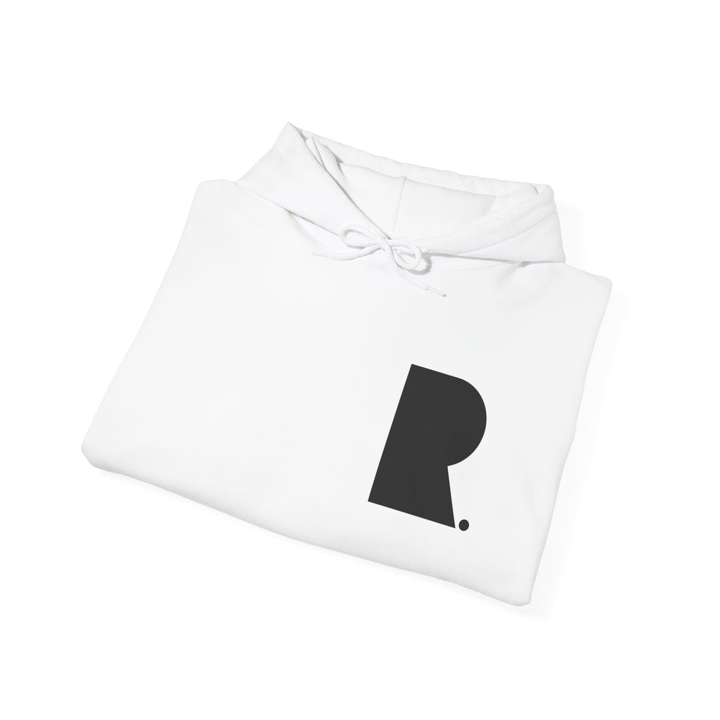 White REVIVL “R” Hoodie with Black Letters