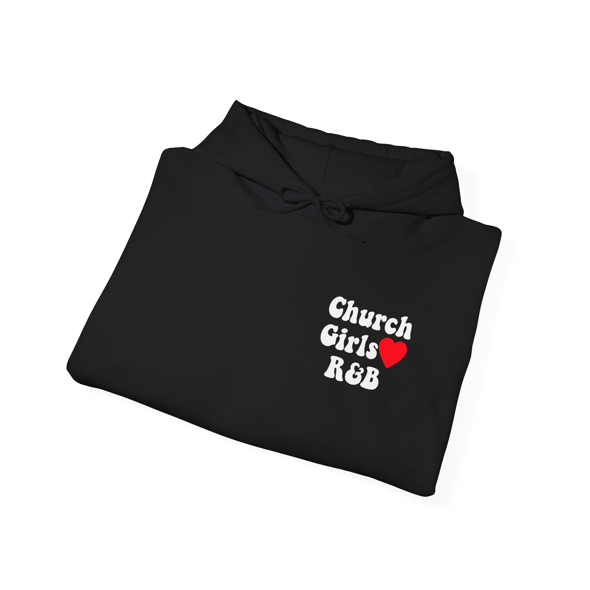 “Church Girls Love R&B” Pocket Logo Black Hoodie