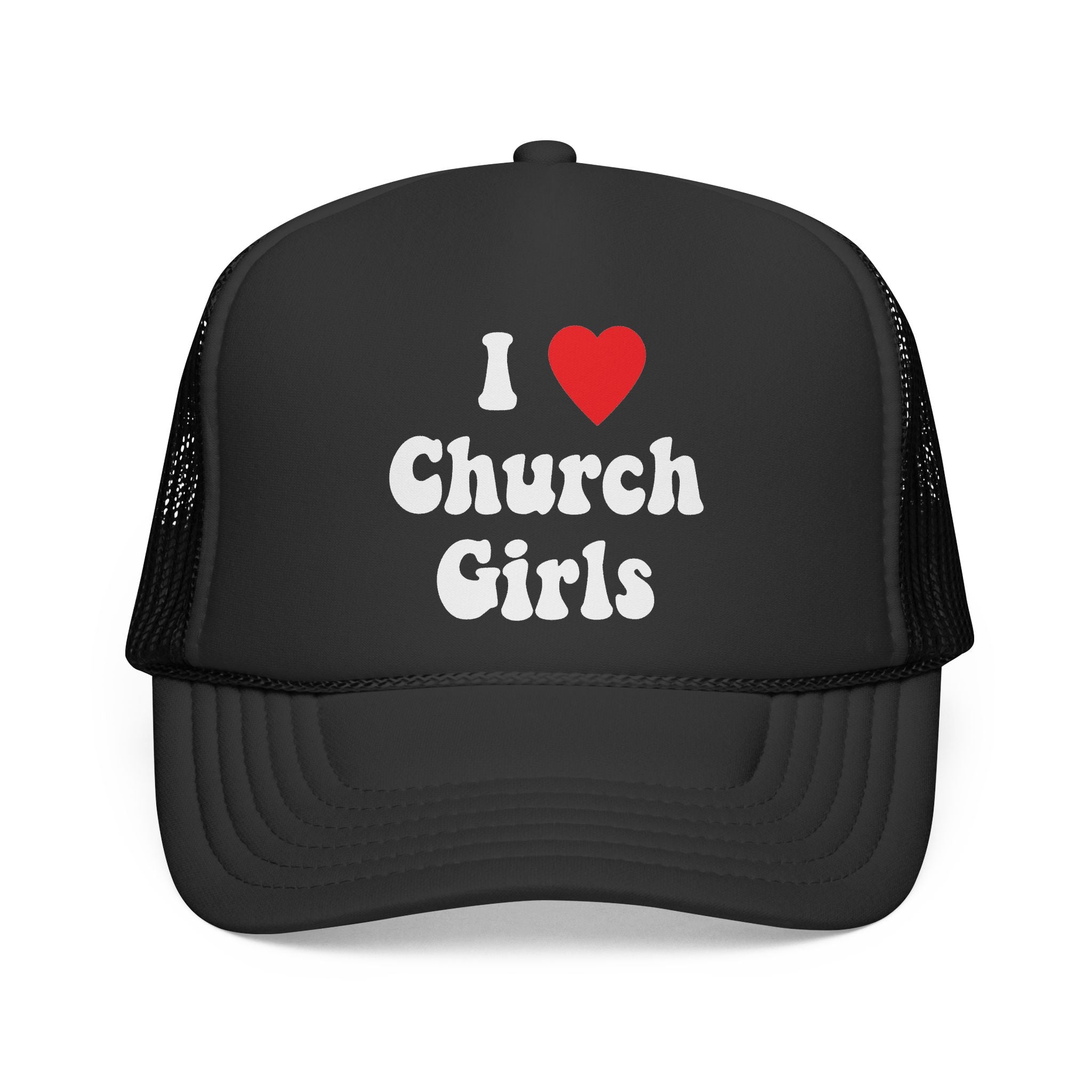 “I Love Church Girls” Black Trucker Hat