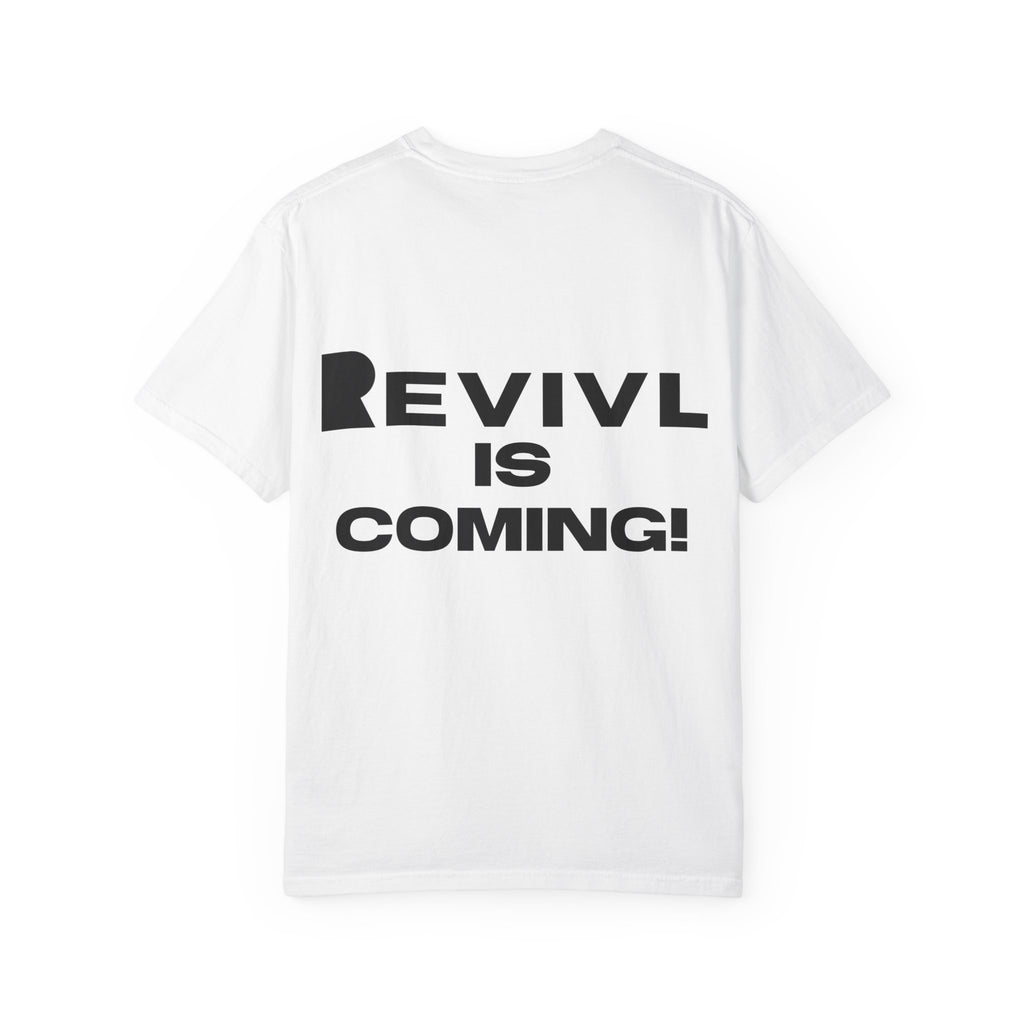 White REVIVL “R” Classic Tee with Black Letters