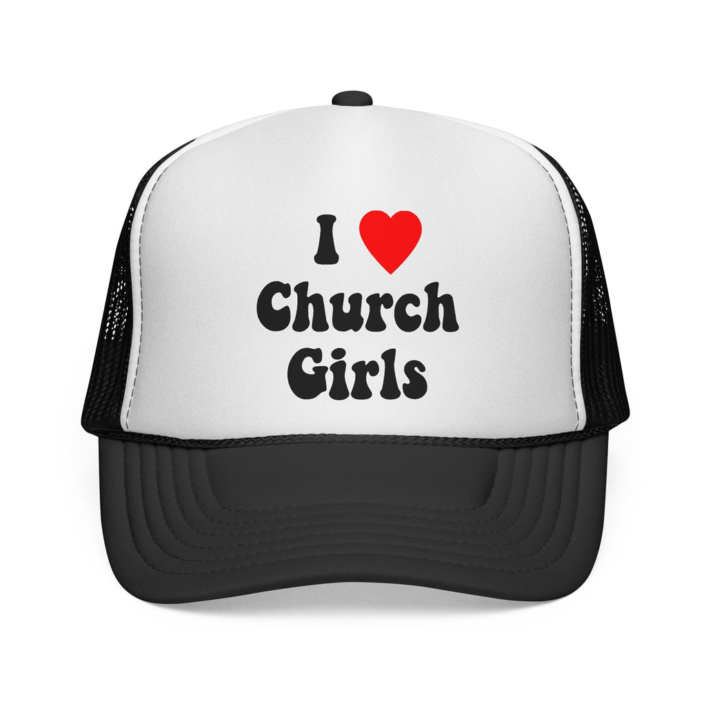 White/Black "I Love Church Girls" Trucker Hat